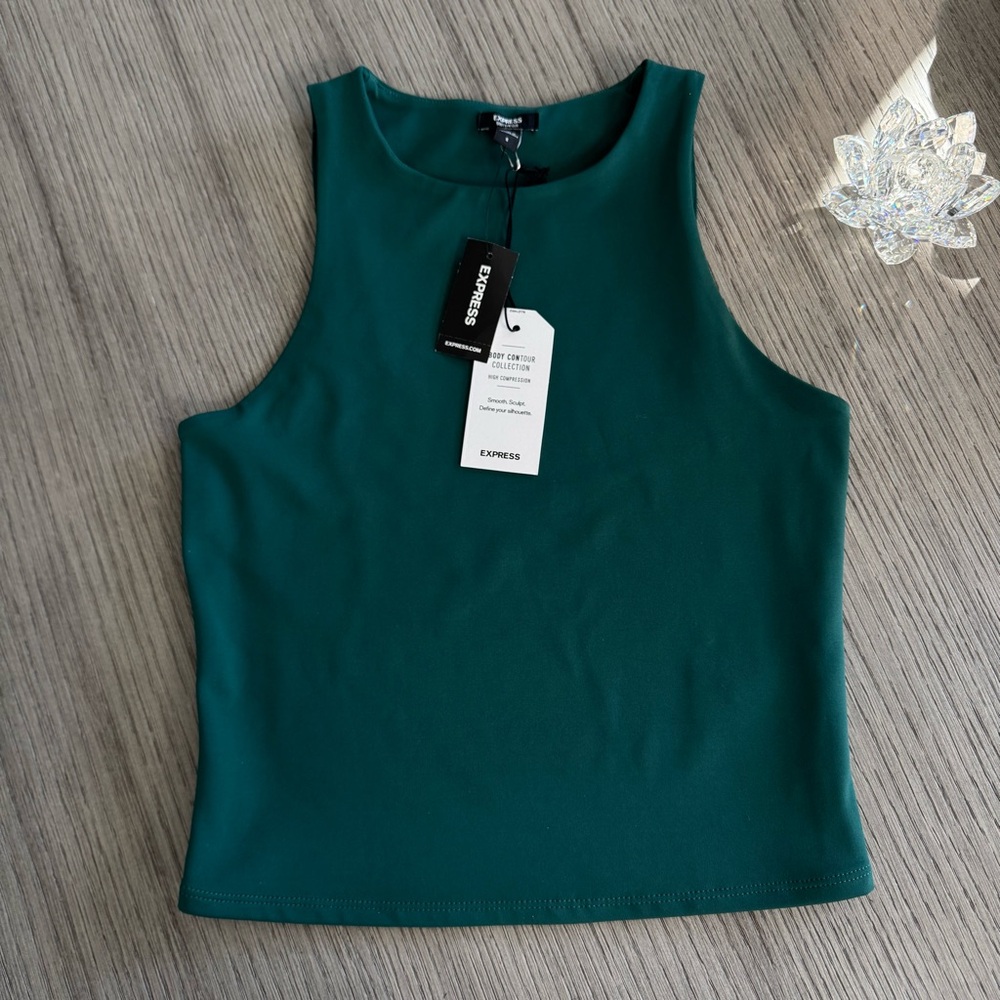 Express Deep Teal/Emerald Body Contour Crop Tank